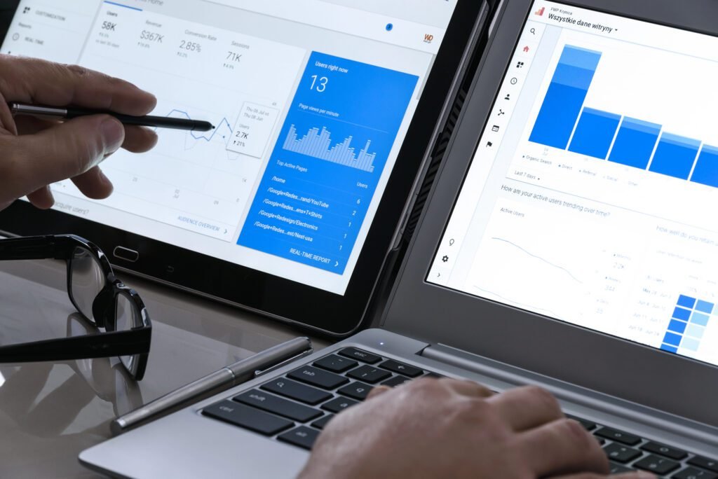 AI SEO agency analysing search performance data and optimising content in the WordPress backend